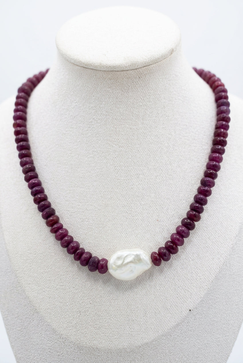 Collana artigianale pietra e perla