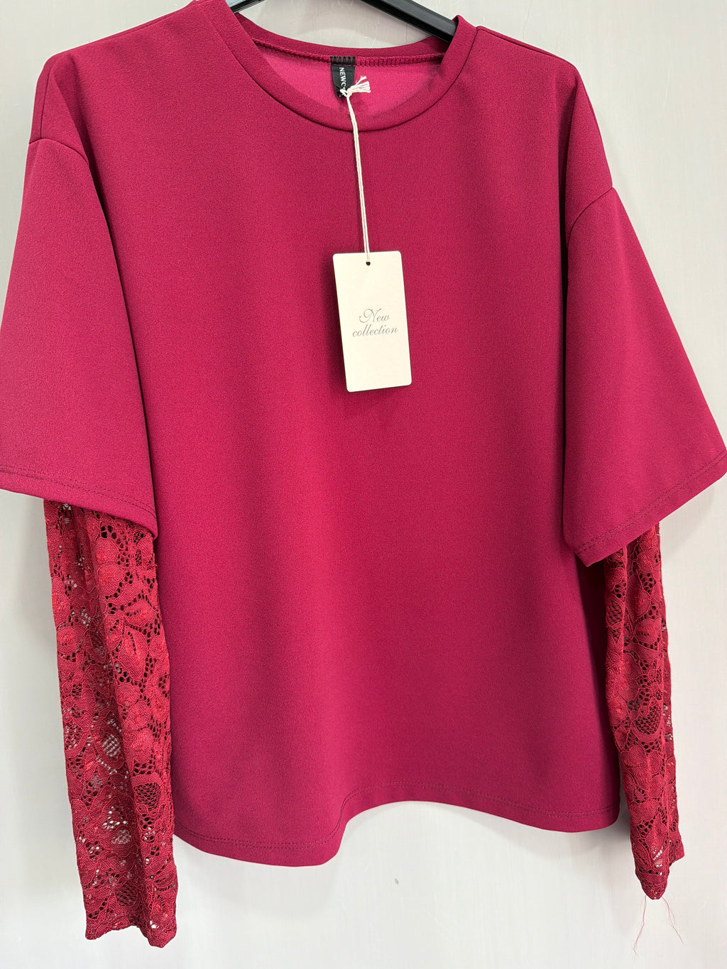 Maglia Slim mezza manica merletto