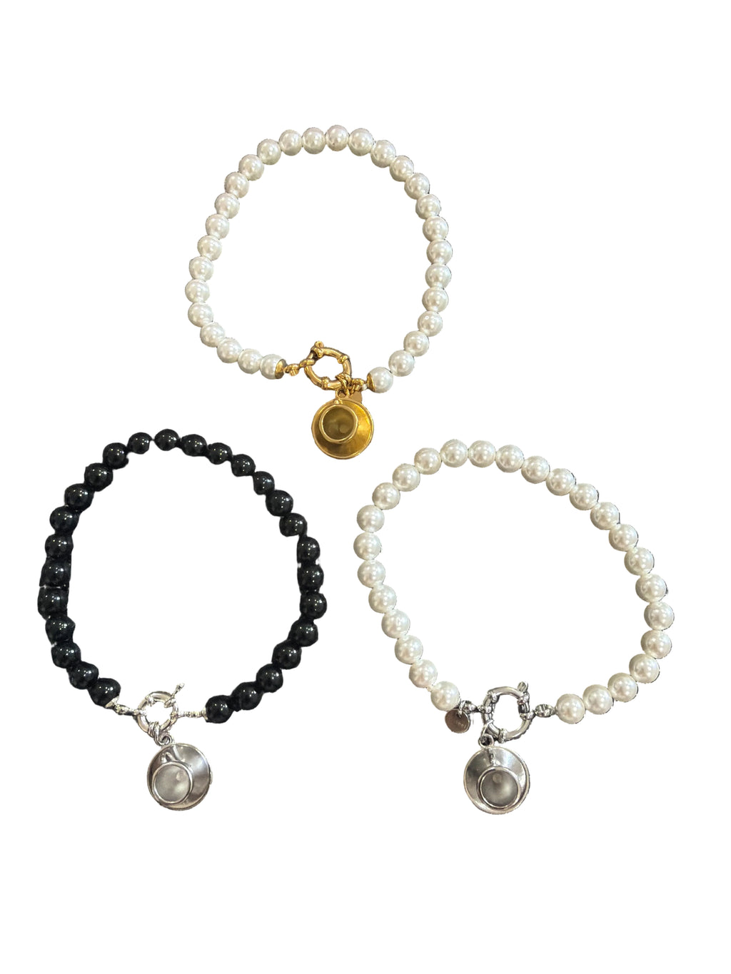 Bracciale perle tazza di caffè