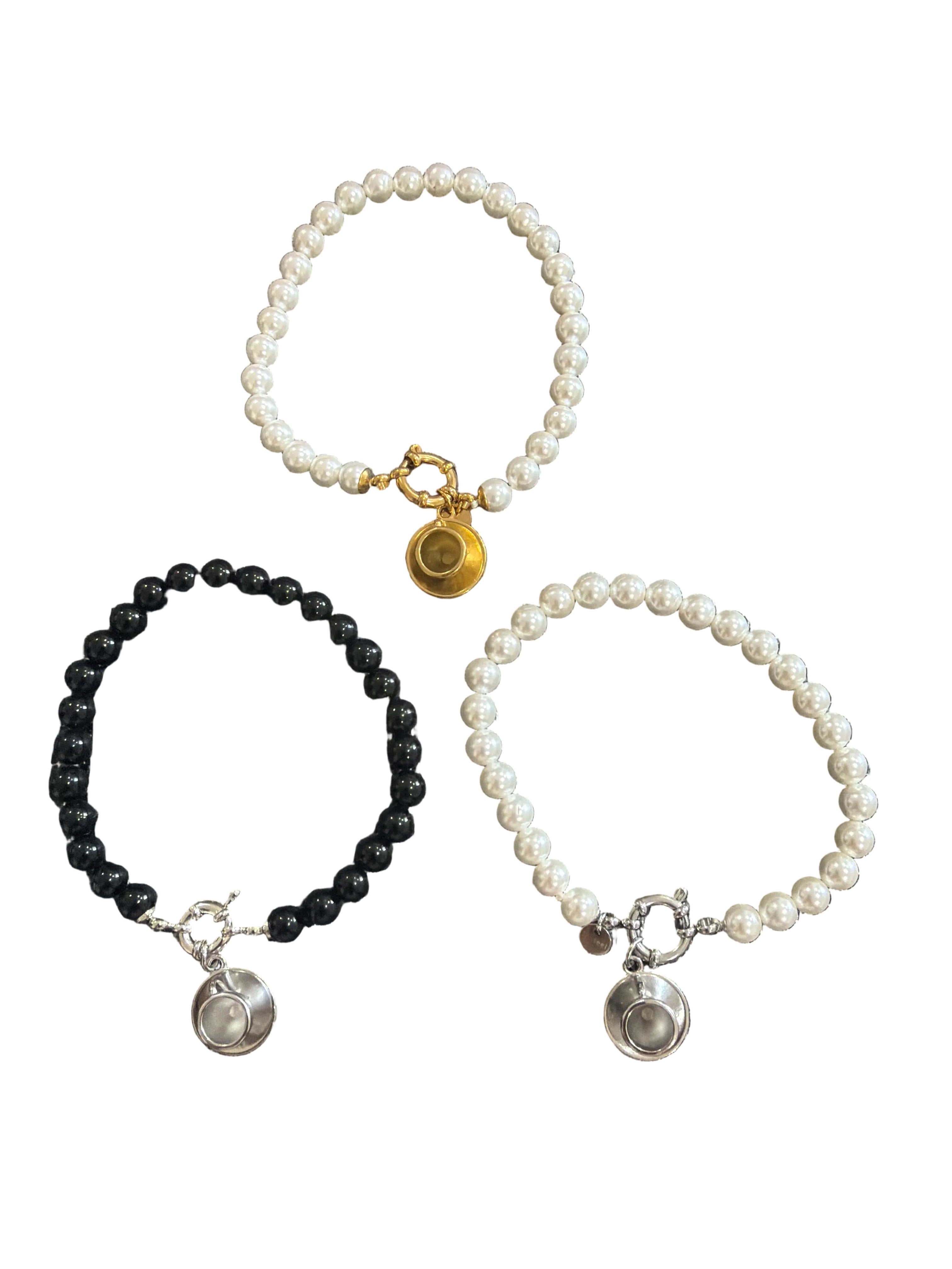 Bracciale perle tazza di caffè