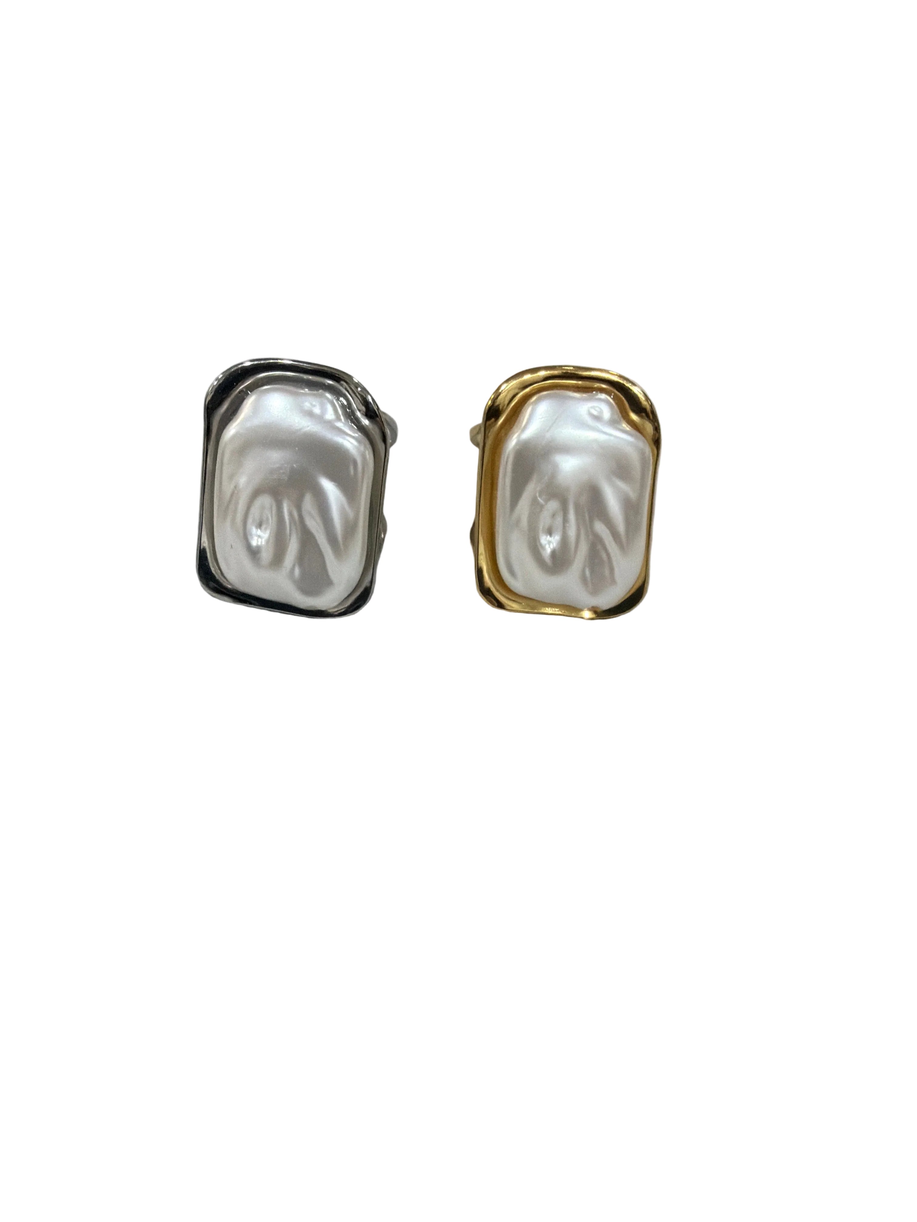 Anello Perla Rettangolo