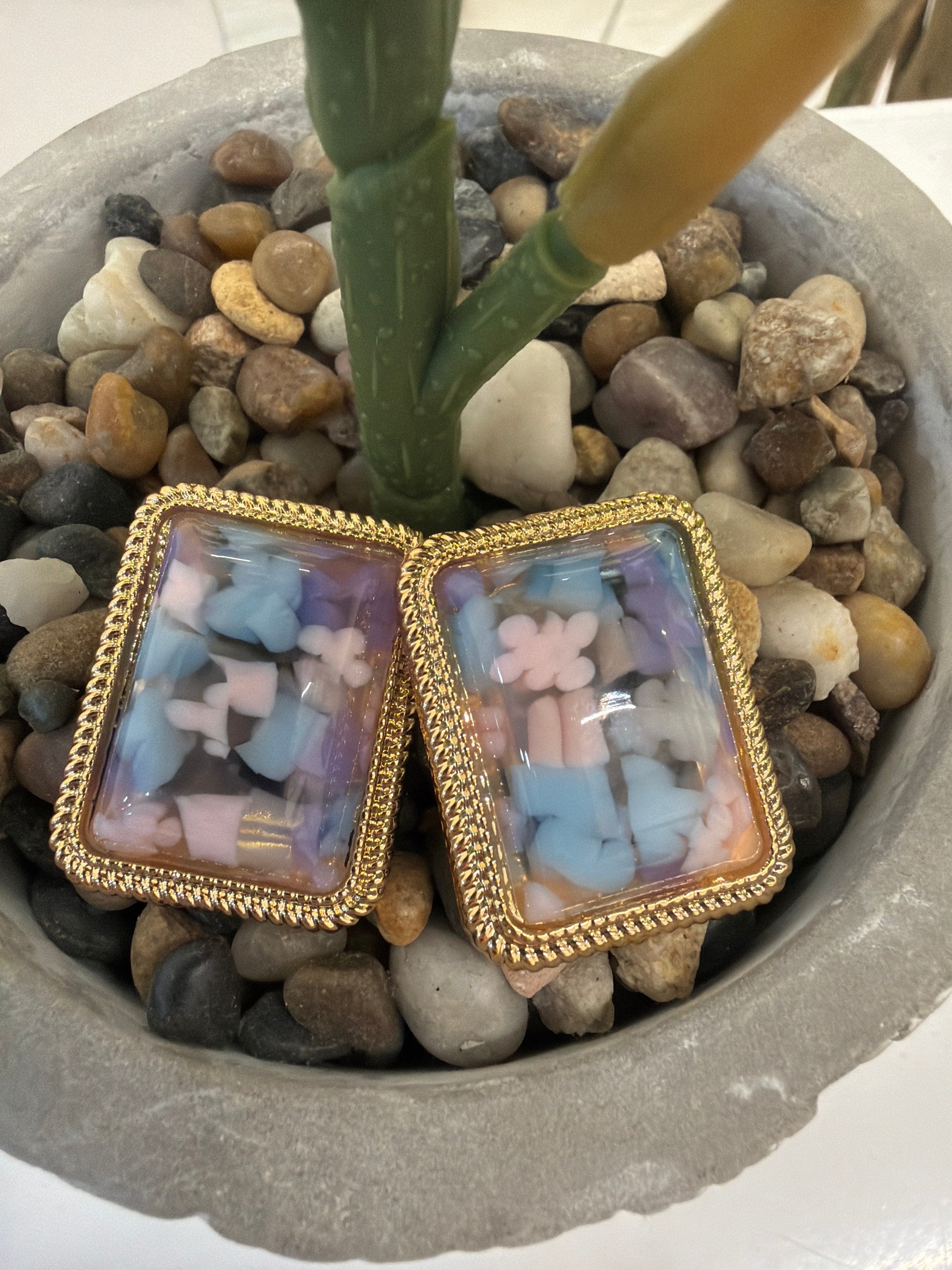 Orecchini Rettangolo Fiorato