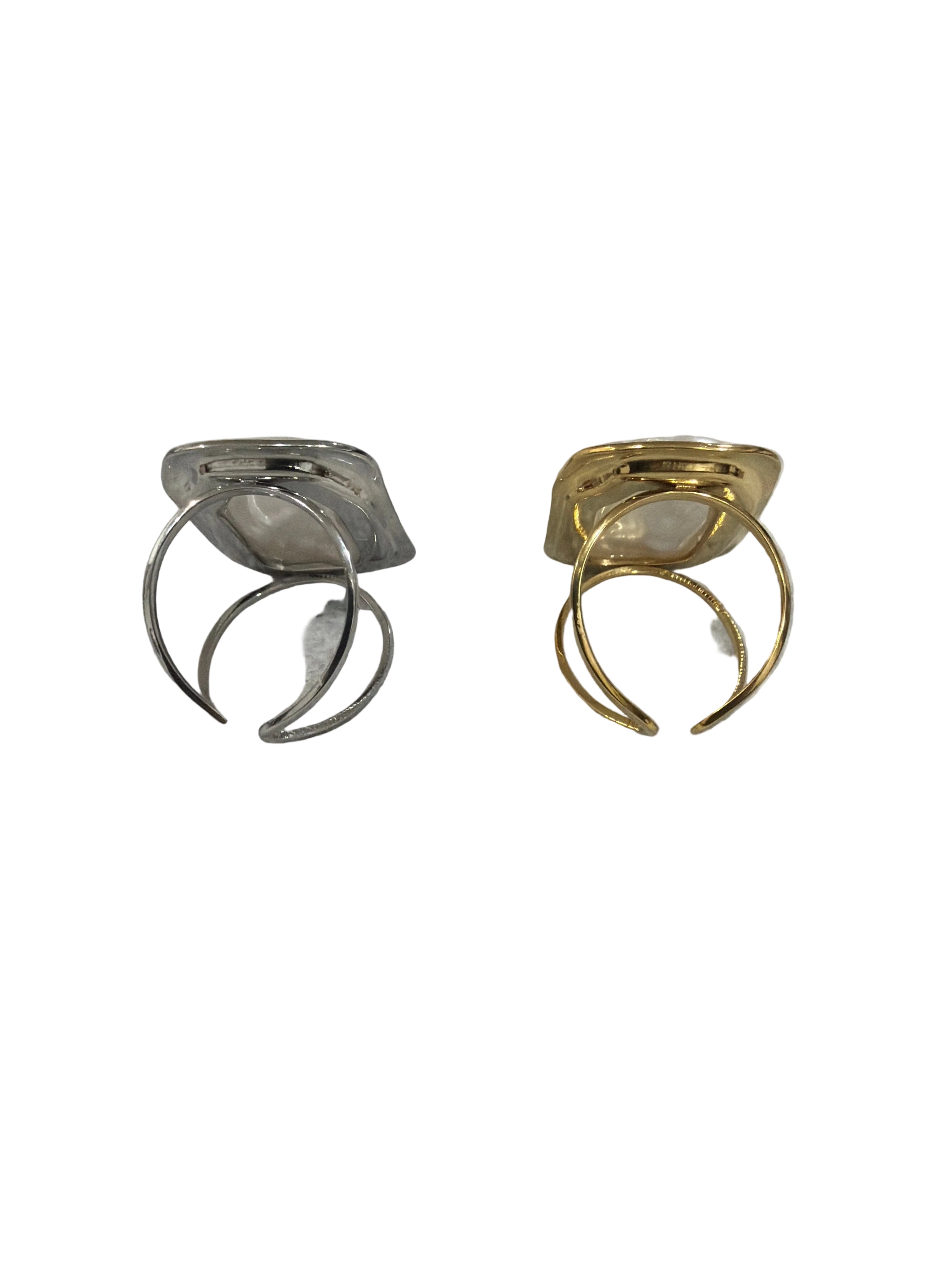 Anello Perla Rettangolo