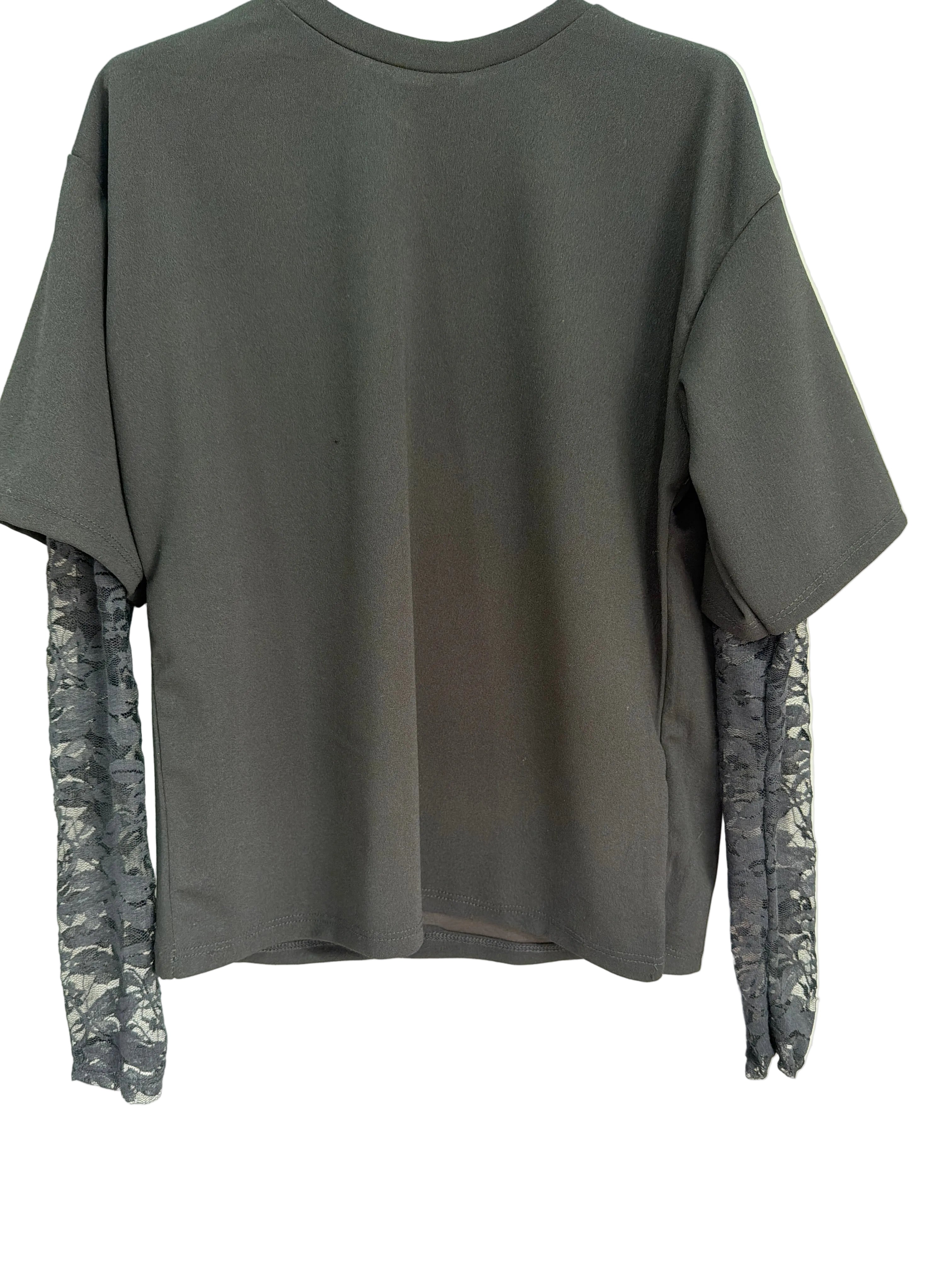 Maglia Slim mezza manica merletto