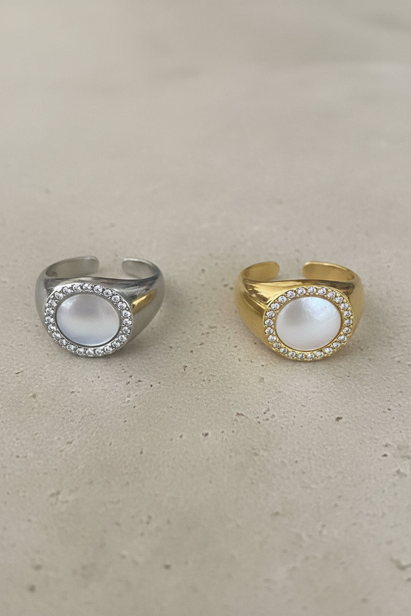Anello tondo madreperla