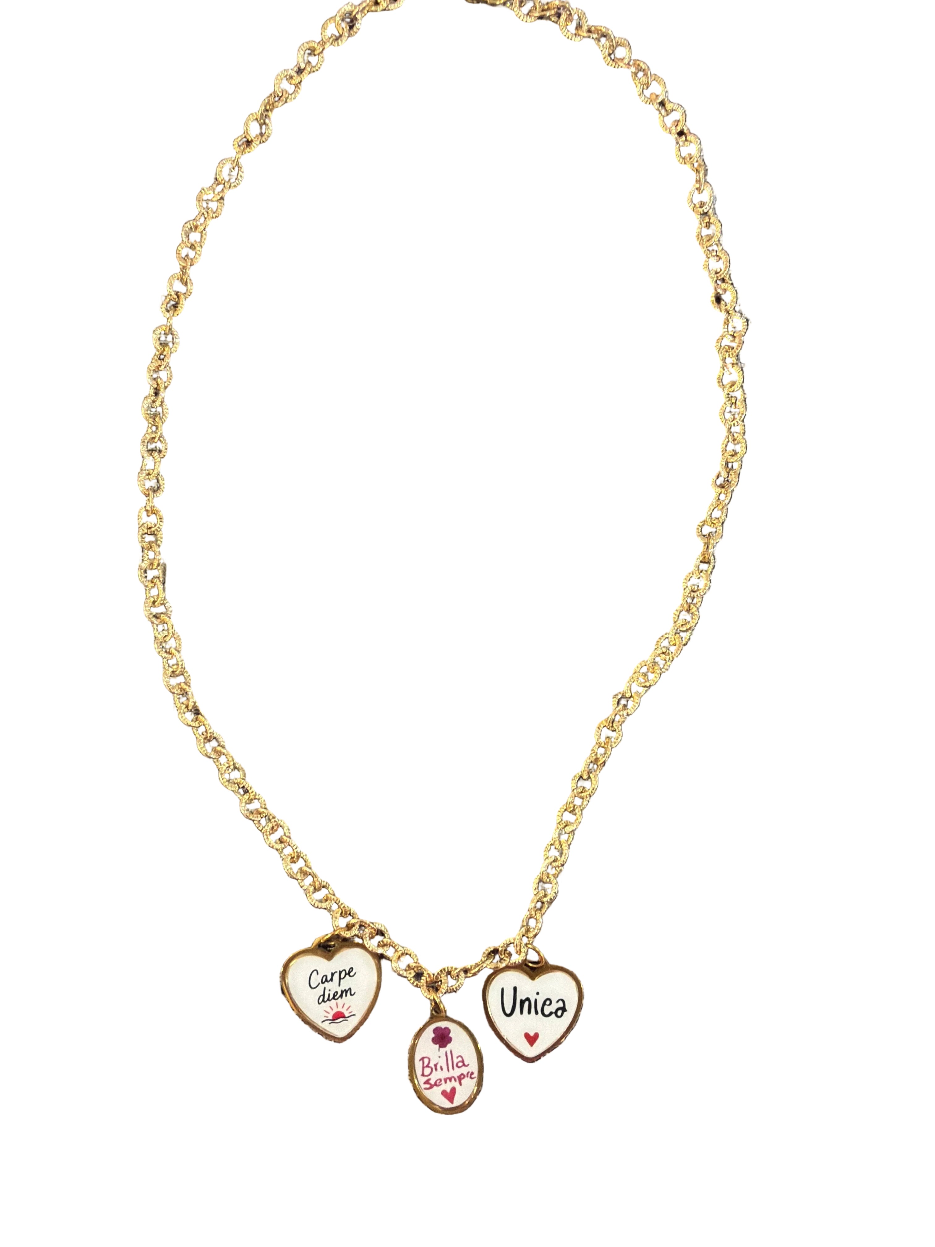Collana 3 charms con frase