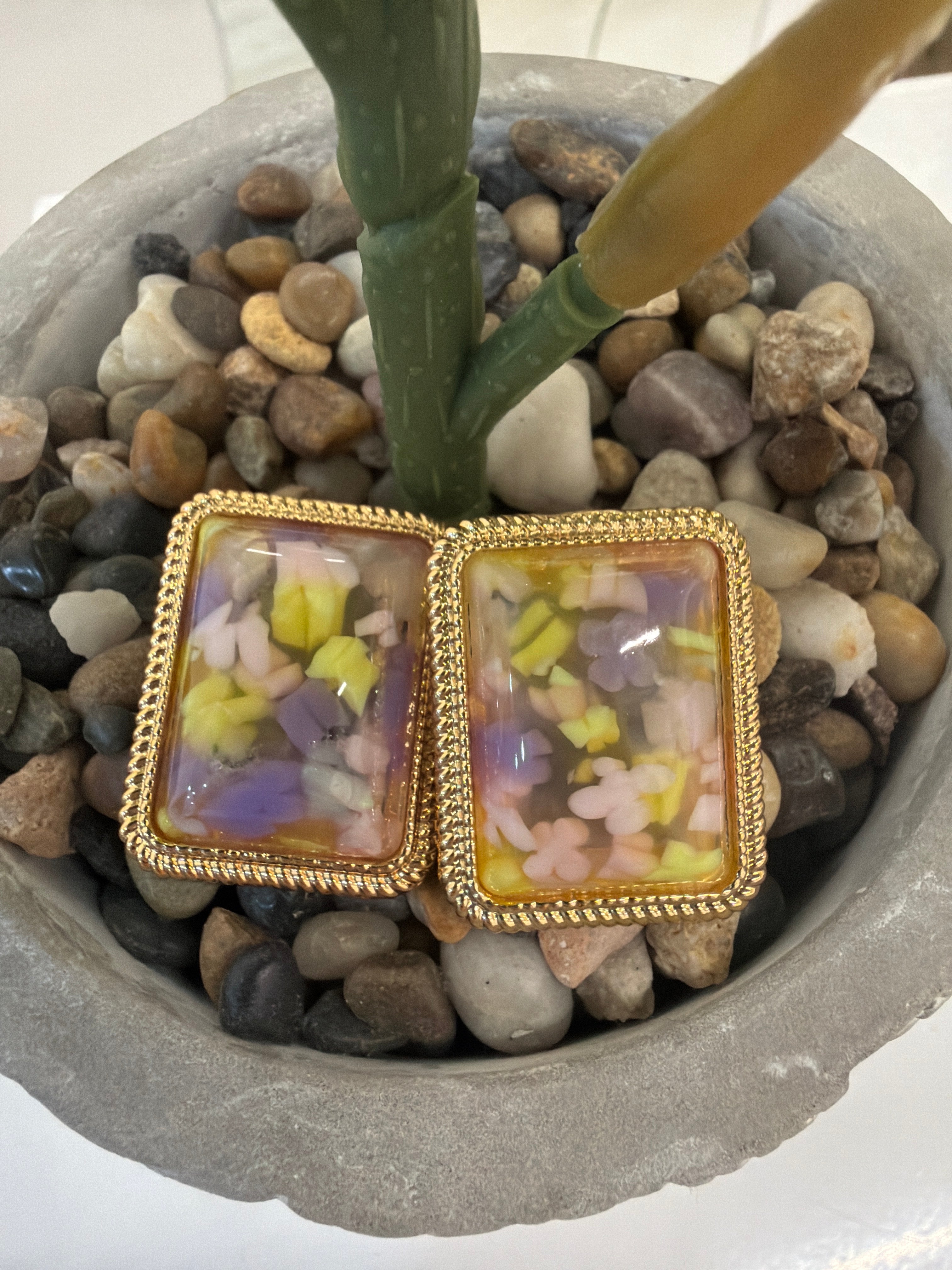 Orecchini Rettangolo Fiorato