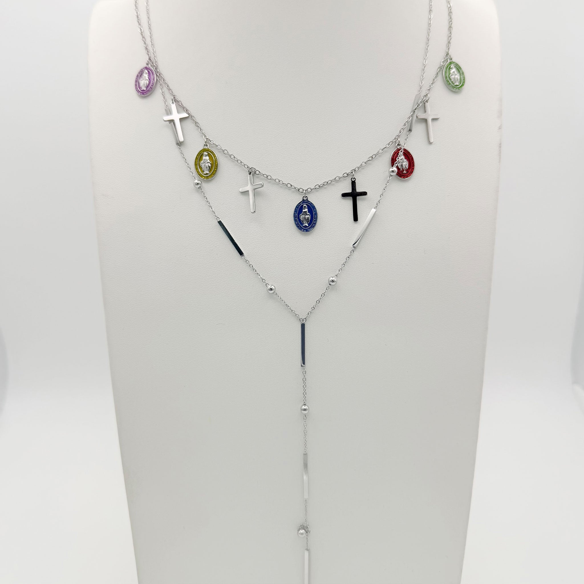 Combo con Madonnine 2 collane in acciaio inox