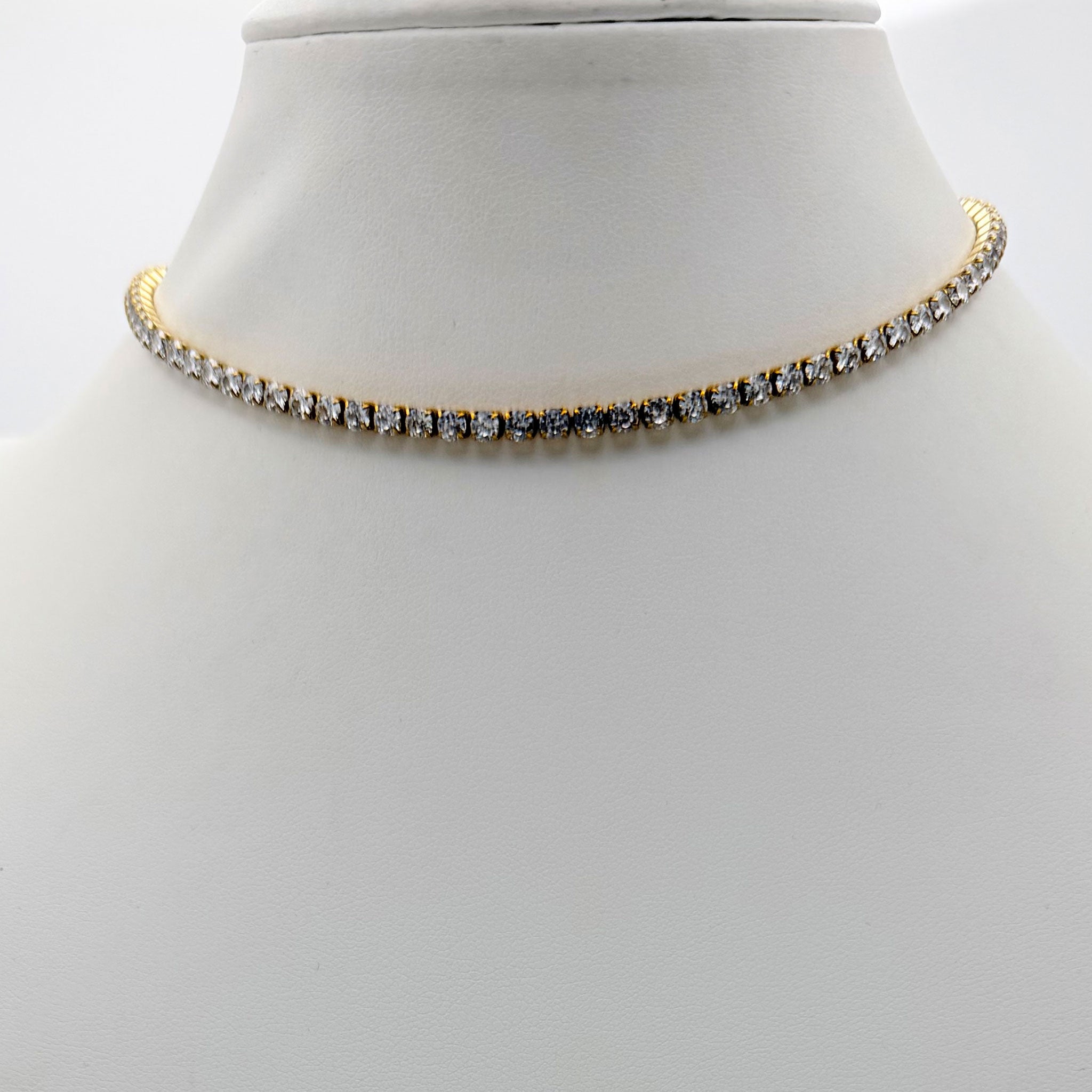 Collana girocollo tennis ovale con cursore regolabile