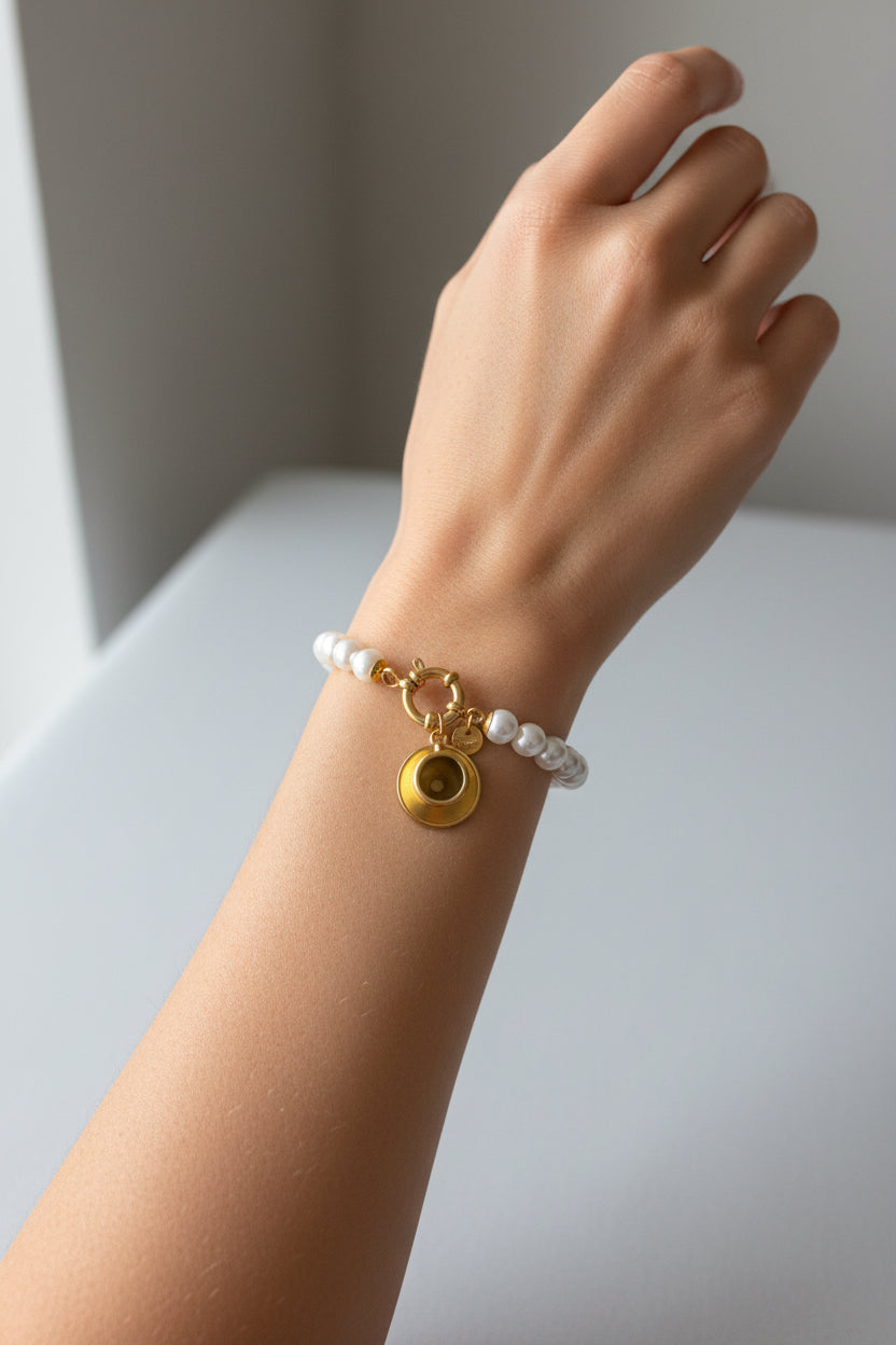 Bracciale perle tazza di caffè