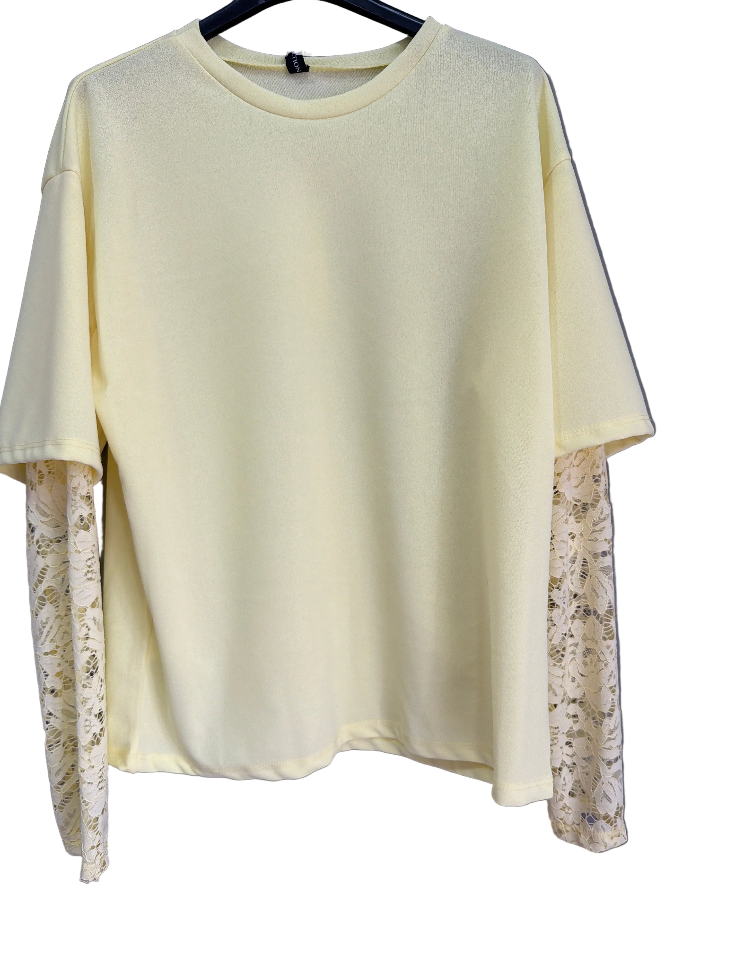 Maglia Slim mezza manica merletto