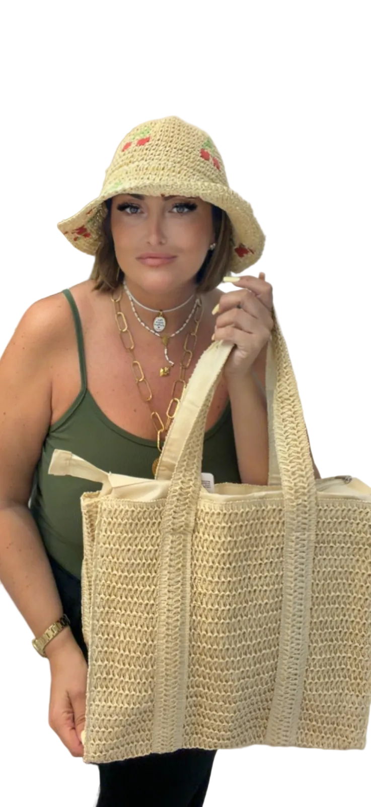 Coordinato Borsa e Cappello Ciliegie
